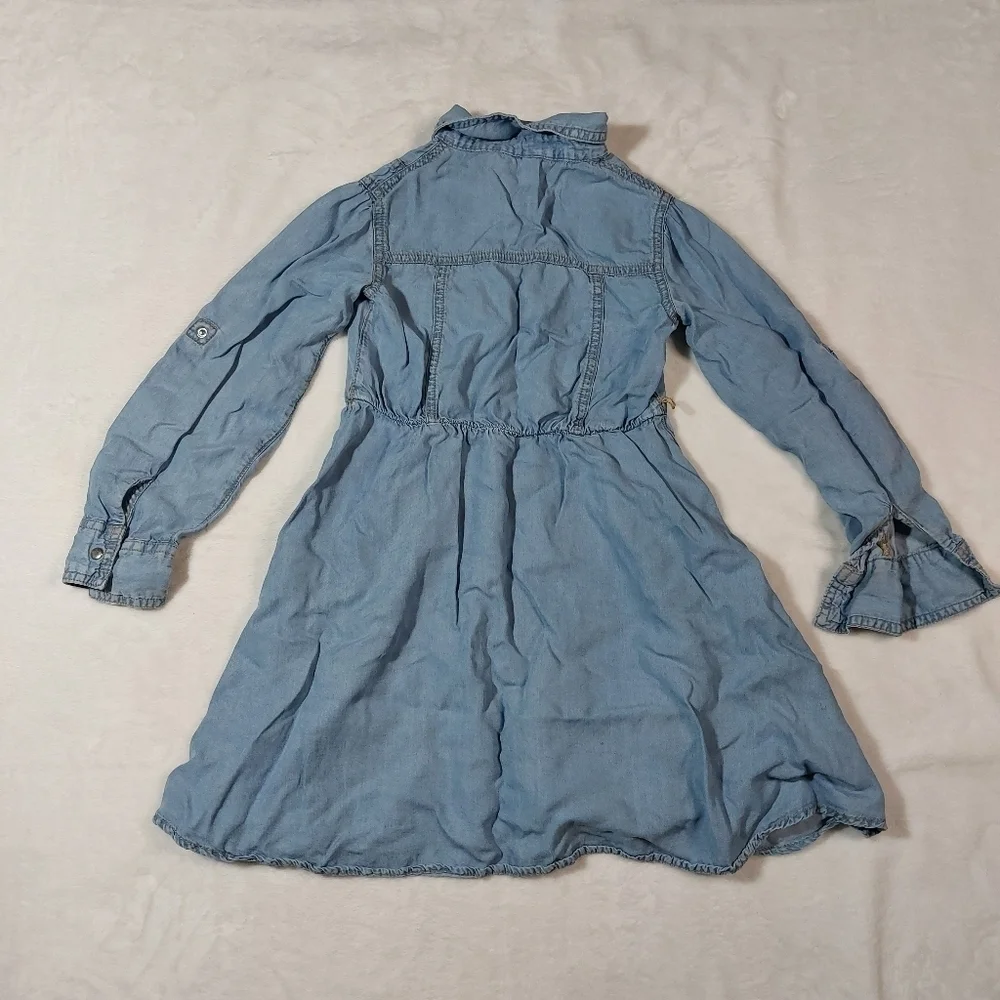 JUSTICE CHAMBRAY ROLL TAB SLEEVE DRESS SIZE 6